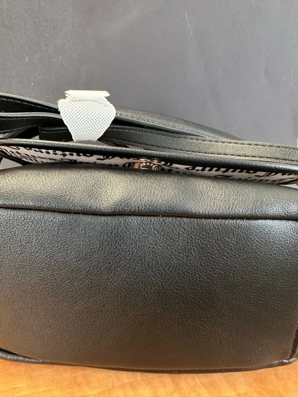 Juicy Couture Crossbody Saddle Bag with Script Print - Black/Beige NWT